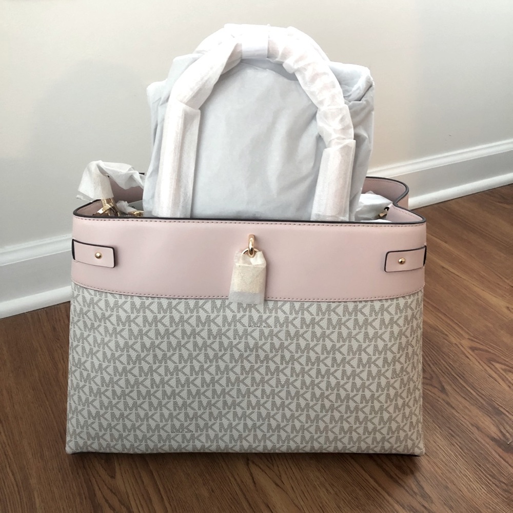 Michael Kors Large Logo Leather Satchel - Picture 4 of 8